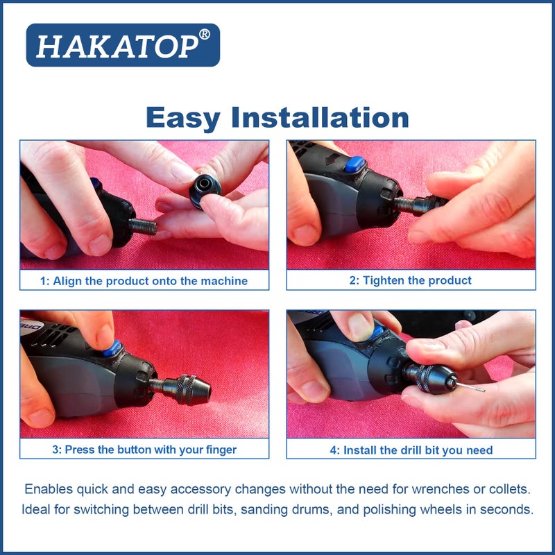 HAKATOP 2Pcs Multi Quick Change Keyless Chuck Replacement for Dremel 4486 Rotary Tools 3000 4000 7700 8200 - Image 5